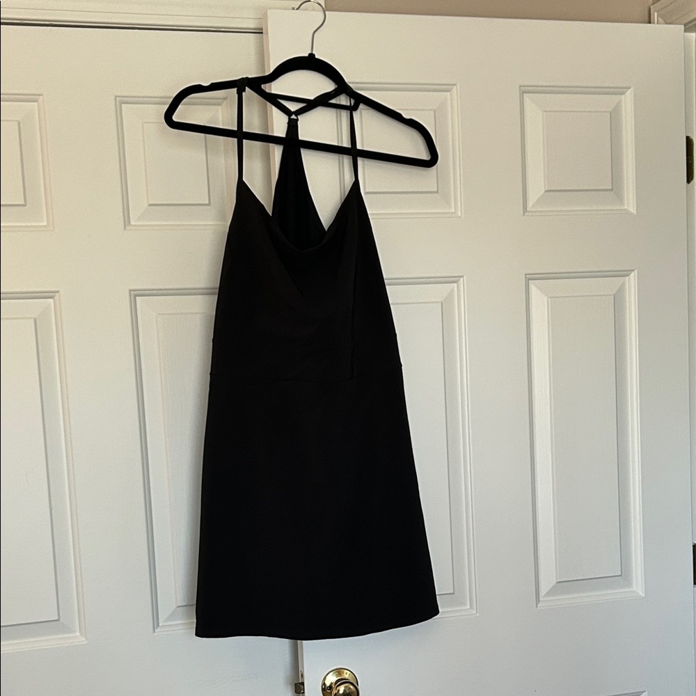 Black Strappy Workout Skort Dress - Women
